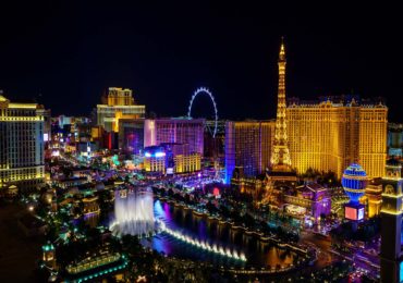 Aerial view of Las Vegas strip in Nevada as seen at night USA; Shutterstock ID 504833641